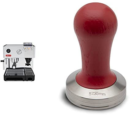 Lelit Anita PL042EM, Prosumer-Kaffeemaschine mit Mahlwerk & PLA471R Tamper für LELIT57 Filter, Rostfreier Stahl, Roter Holzgriff