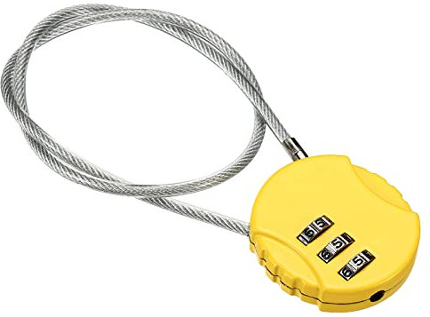 PATIKIL Lucchetto Combinazione15, Lucchetto con codice Impermeabile 3 Cifre Esterni Cavo Metallico Bagagli, Armadietto, Palestra, Recinzione, Cassetta Attrezzi, Zaino, Giallo