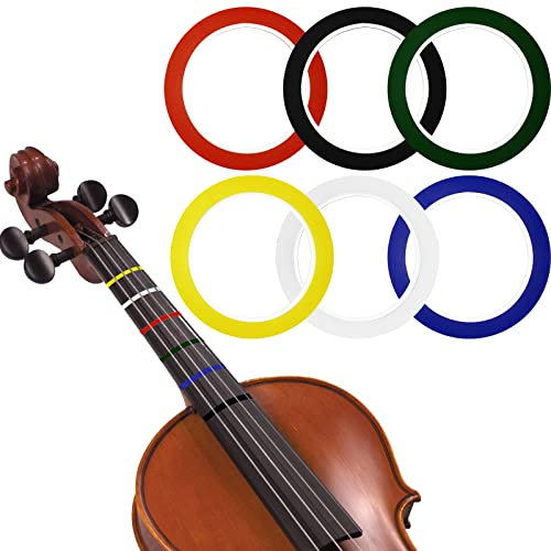 6 Stück Violin-Fingerband, Griffbrett-Aufkleber, Celloband, 216 Fuß/66 mm Griffband für Anfänger, Orchesterinstrumente, Anleitung, Violin-Zubehör (6 Farben)