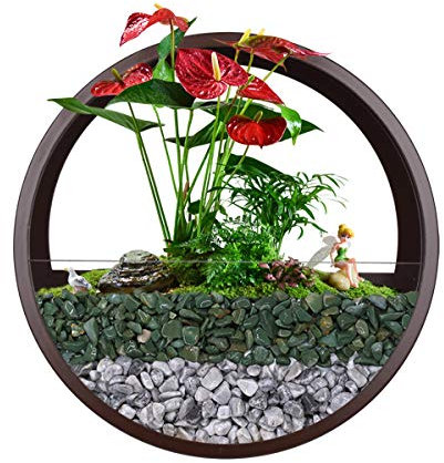 Wandvase, Metall, rund, Wand-Pflanzgefäß, Wandmontage, hängender Blumentopf, Pflanzenhalter, moderne Wanddekoration, Kunst für Balkon, Garten, Pflanzen von Luftpflanzen, Trockenblumen, Sukkulenten (20