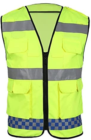 RUTAVM Warnweste Reflektorweste Arbeitskleidung mit Taschen und Reißverschlussarbeiten mit reflektierenden Bändern Sicherheitsweste