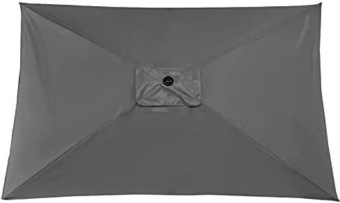 TITA-DONG Rectangular Umbrella Canopy Replacement, 6 Ribs, Fade Resistant, Heavy Duty Polyester Fabric, Outdoor Shade Canopy Cover, Grey