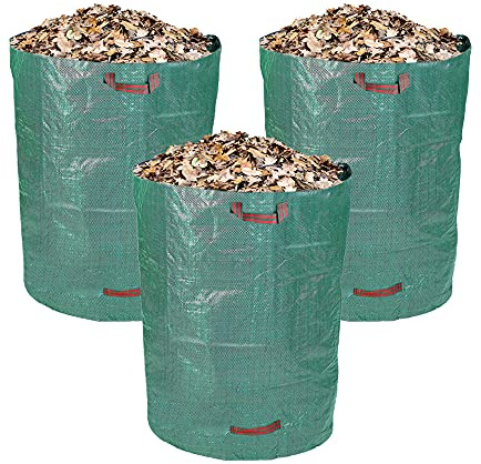 Schramm® 3 Stück Gartensäcke 272 L Polypropylen Gewebe PP Gartensack Garten Sack Säcke Big Bag Laubabfall