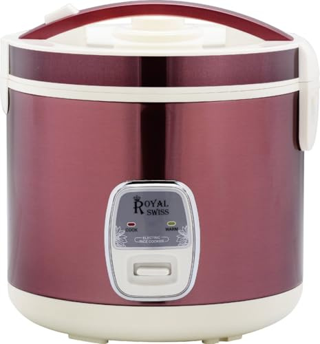 Royal Swiss® Rice Cooker - Cuiseur à riz électrique - Revêtement antiadhésif - Capacité 2,2 Litres - Fonction maintien au chaud - panier vapeur - violet
