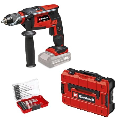 Einhell Akku-Schlagbohrmaschine TE-ID 18 Li-Solo Power X-Change (Li-Ion, 18 V, Bohr- und Schlagbohrfunktion, 13 mm Schnellspannbohrfutter, ohne Akku, inkl. Bohrer-Set, inkl. E-Case)