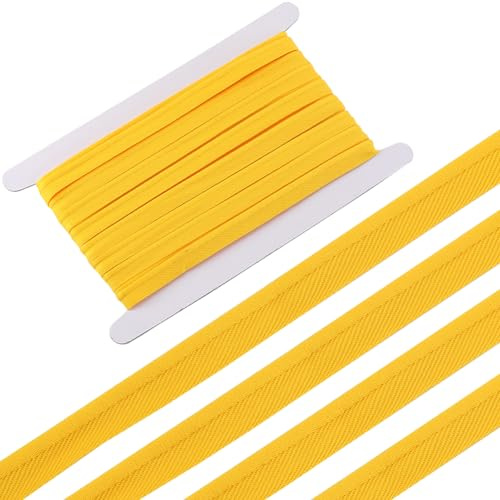 GORGECRAFT 10 Yards * 11mm Paspel-Schrägband Goldenes Paspelband Kordel Polyesterbänder Zum Nähen Basteln Bindeband Säumen Nähen Paspeln Quilten Kleidungszubehör Wickelkordelbesatz