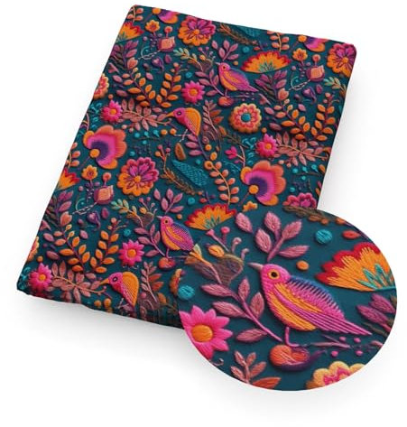 Bedrucktes Baumwollköpergewebe Schmetterling Blumen Baumwolle Stickerei Spitze Muster Stoffe for Nähen Tuch Kleid DIY Handwerk Heimtextilien Baumwollstoff (Color : 1234737, Size : 50X145CM_PURE COTT
