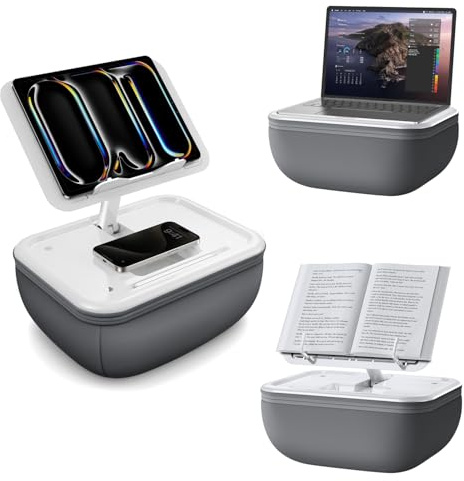 elitehood Tablet Kissen Halter, Winkel Verstellbarer Tablet Halterung Bett & Buchständer, Kindle Kissen Halterung Ständer für iPad, iPhone, Kindle, E-Reader, Lesen, Bücher, Grau