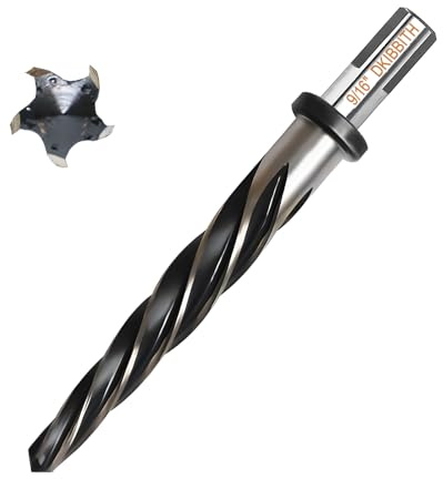 9/16 Bridge Construction Reamer Drill Bit, M2 HSS Taper Chucking Reamer for Steel Alloy Metal Wood Plastic, 1/2 Non-Slip Shank, 5-Spiral Flutes Car Reamer, to Align or Enlarge Holes, 14mm
