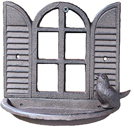 CLLBANT Fensterscheibe Gusseisen Wandaufbewahrungsplatte mit massiven Vogelfiguren Eisen Wanddekoration Vogelfutterstation