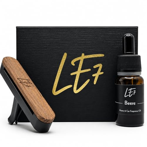 LE7 Autoduft I Auto Parfüm I Auto Lufterfrischer I Autoparfum I Bis 6 Monate Haltbarkeit I Parfüme mit luxuriöser Halterung I 5ml Premium duftöl (Beere, Schwarz)