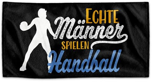 Print Royal PR Handtuch für Sportler mit Spruch - Echte Männer Spielen Handball - Geschenk Sportler, Handball Geschenke, Handballer, Handballspieler | Handtuch Geschenke für Männer, 140 x 70