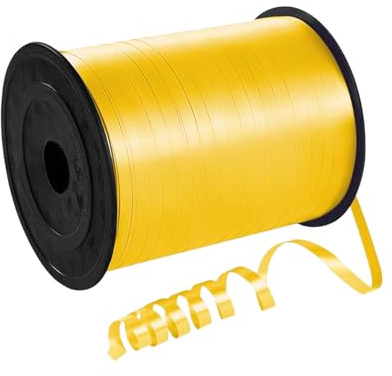 Geschenkband Gelb 5mm Breit,450M Kräuselband Geschenkbänder,Ringelband, Ballonschnur für DIY-Dekoration,Dekoband für Hochzeit Weihnachten Neujahr Geburtstag Geschenkverpackung Ballonverschlüsse