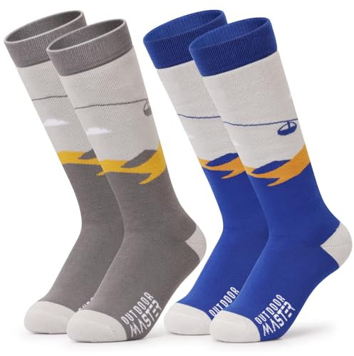 OutdoorMaster Kinder Skisocken, über die Wade Design, warme Thermal Snowboard Skating Socken für Jungen & Mädchen