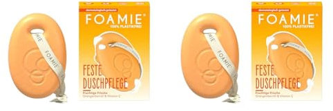 Foamie Feste Duschpflege Orange Sprizz | 3-in-1: Reinigt, Massiert & Pflegt | Mit Monoi-Öl | Sommerlicher Duft | Feuchtigkeitsspendend | pH-hautneutral | Vegan & Plastikfrei | 80g (Packung mit 2)