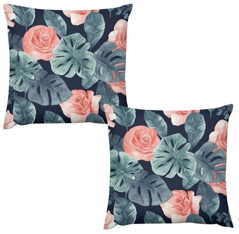 MNBVKL Plüsch-Kissenbezug, Aquarell-Monstera-Muster, bedruckter Plüsch-Kissenbezug, großer Plüsch-Kissenbezug, 2er-Set