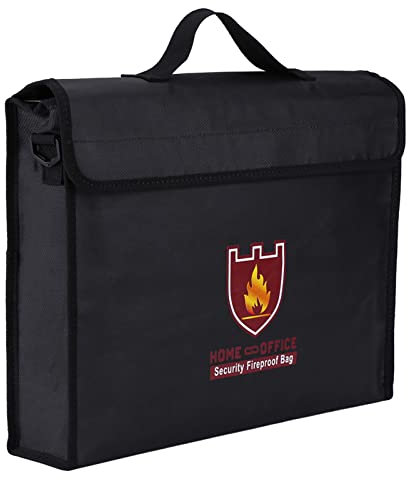 PerGar Feuerfeste Tasche, Doppelseitige Feuerfeste Tasche in 2 Größen, Feuerfeste Dokumententasche, Feuerfeste Tasche aus Schwarzem Aluminiumfolien-Glasgewebe, für Lip (38 * 28 * 7,5 cm)