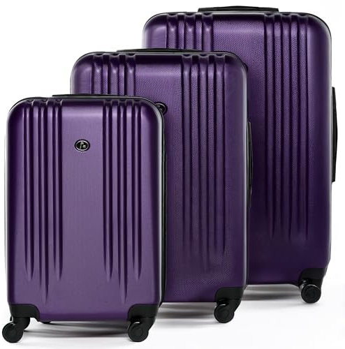 FERGÉ Kofferset 3 teilig Hartschale Marseille Reisekoffer Trolley-Set (Handgepäck, L, XL) 3er Set Hartschalenkoffer Roll-Koffer 4 Rollen 100% ABS violett