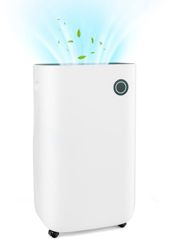 HOMFME 40L/Day Dehumidifier, Electric Dehumidifier with 5 Modes, 2 Speed | 24H Timer, 3 Color Indicator Light, 6.5L Water Tank, Sleep Mode, Continuous Drainage, Laundry Drying for Home Office Bathroom