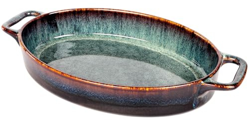 Jinsongdafa Auflaufform oval aus Porzellan 1,6 Liter Lasagne mit Griffen für Gastronomie und Party