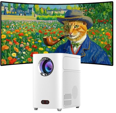 VenirCool Q2 Advanced Mini Tragbarer Projektor mit WiFi und Bluetooth, 1080P FHD 4K Unterstützung, Smart Projektor für Schlafzimmer, TV und Filme - HDMI/USB/PS5/Laptop kompatibel
