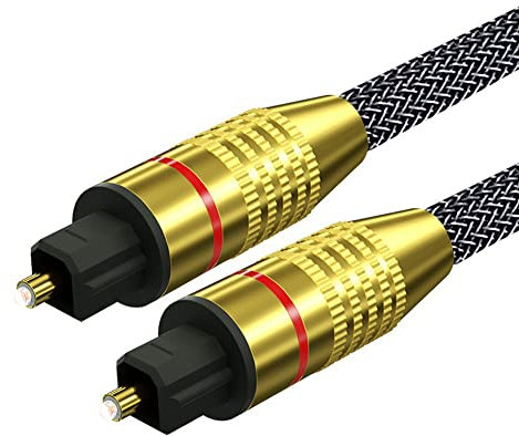 Vinmooog cavo ottico audio digitale 2m Toslink cavo coassiale audio Tecnologia surround AC3 e DTS ottico soundbar Adatto a TV, stereo, lettori CD/DVD/DRT/LD e altri dispositivi con porte Toslink