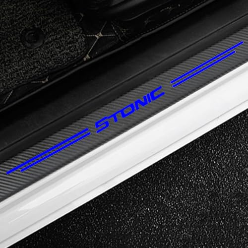 KLHYWEN 4 Piezas Película Protectora para Umbral de Puerta de Coche para KI-A Stonic, Pegatina de Decoración para Estribos de Fibra de Carbono de contra Arañazos,Blue