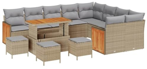vidaXL Trädgårdsoffset 13 pcs Beige och ljusgrå konstrotting, Trädgård och terrass, modern rattansoffa, lätt utomhus lounge, flexibla sittplatser, väderbeständiga, lätta kuddar