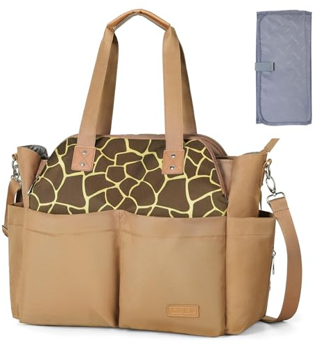 Lekebaby Baby Wickeltasche Bote groß mit Wickelunterlage für Reise, 19 Taschen, Diaper Bag Reisewindeltasche für Mama und Papa, Multifunktions Babytasche