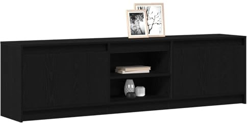 vidaXL Mobile TV Nero Rovere 180 cm in Legno ingegnerizzato, con luci a LED e connettore USB. Richiede assemblaggio. Ideale per Uso Interno. Dimensioni: 182 x 34 x 50 cm. Stile Moderno, Perfetto per