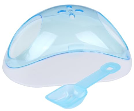 HOMOCONO Hamster Sand Bath House med Transparent Badkar för Små Husdjur Chinchilla och Hamster Bärbar Stresslindrande Sandbadsbehållare i Ljusblått Slumpmässig Färg