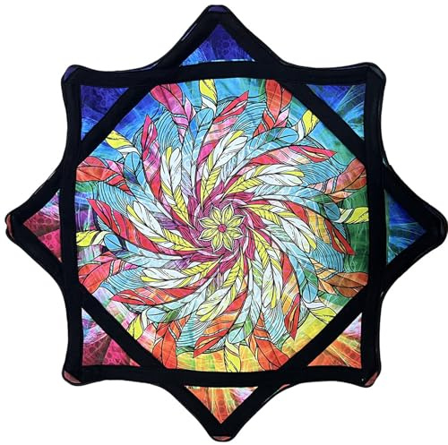 Tissu de Filature pour débutant, Tissu de Filature Flow Star de 24 Pouces avec des Motifs vibrants, Jouet de jonglage Rotatif du Bout des Doigts imprimé sur Le côté pour la fête B