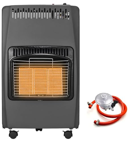 Portable Foldable Butane Gas Cabinet Heater - 4200W Indoor/Outdoor Space Heater with 3 Heat Settings, Wheels for Easy Mobility, Uses LPG/Butane/Propane for Home, Camping, Garden & More