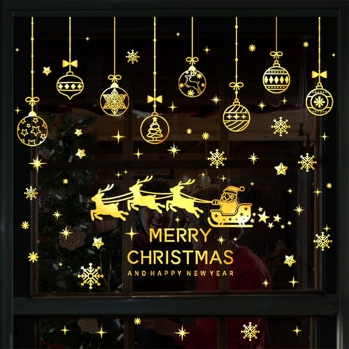 UIEXAY Stickers Noel Fenetre, Stickers Noel Fenetre, Stickers Noel Fenetre Réutilisable, Réutilisable Statique Adhésif PVC Stickers, pour Fenêtre Porte Miroir