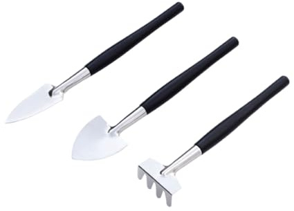 ZJTHY Set di Attrezzi da Giardino in Ferro, Mini Set di Attrezzi da Giardino Leggeri, Pala, rastrello e Vanga in Metallo Portatili con Manici ergonomici