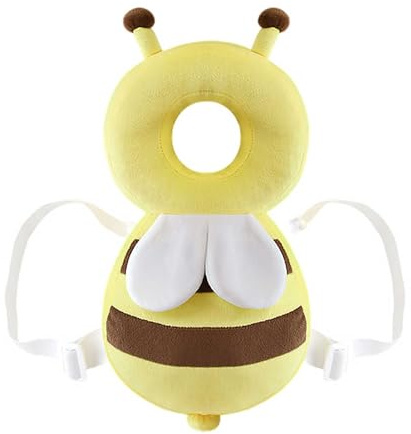 Mochila de protección para la cabeza del bebé para gatear de forma segura, diseño ajustable con acolchado protector suave (amarillo, 35 x 22 x 5 cm)
