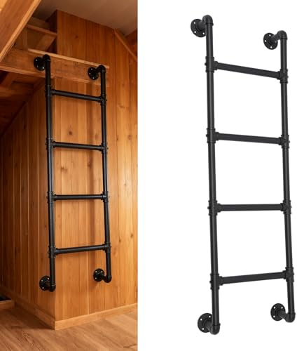 ZENSTYW Escaleras De Negro para Áticos,Escalera De Escalada Universal,Escalera De Sótano De Escape De Emergencia,para Biblioteca,Caravana,Techo