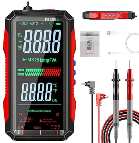 True RMS 6000-Count Digital Voltmeter, FS899L Digital Multimeter, 2026 New USB-C Rechargeable Digitals Multimeter with Color Screen, Automatic Digitals Display for Home Industrial Electrical Testing