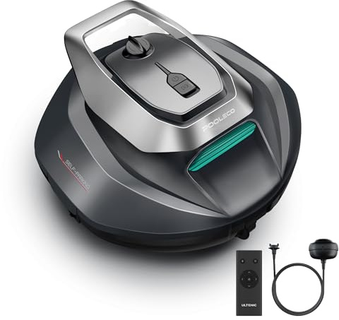 Pooleco Robot Limpiafondos Piscina Inalámbrico con App y Mando, 3 Motores | Flotador para Recogida sin Pértiga, Autoestacionamiento, 90 Min, 80 m², Robot Aspirador para Piscina Elevada y Enterrada
