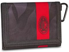 Seven Portafoglio a strappo Milan, Nero, Scomparti interni per carte e banconote, Porta monete con zip, Moschettone laterale, Per bambini e ragazzi, Calcio, Tempo libero, Idea regalo tifoso
