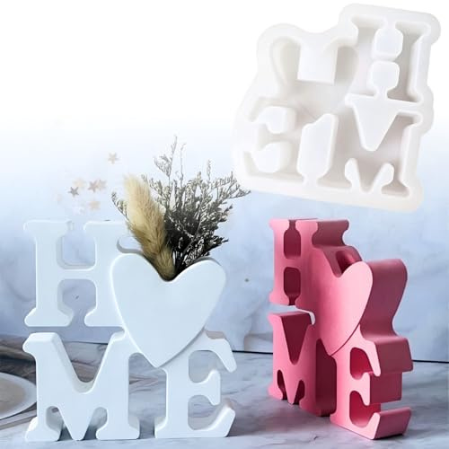 Moule en silicone HOME 3D 12 x 11,5 cm, moule en silicone réutilisable pour béton, plâtre et résine, artisanat DIY pour printemps et été.