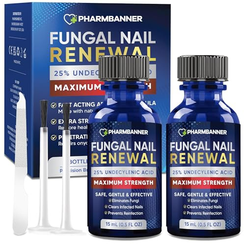 Extra Strong Toenail Fungus Treatment, Fungal Nail Repair and Growth Support for Thick, Discoloured and Brittle Nails, Nail Care Kit with Brush and File