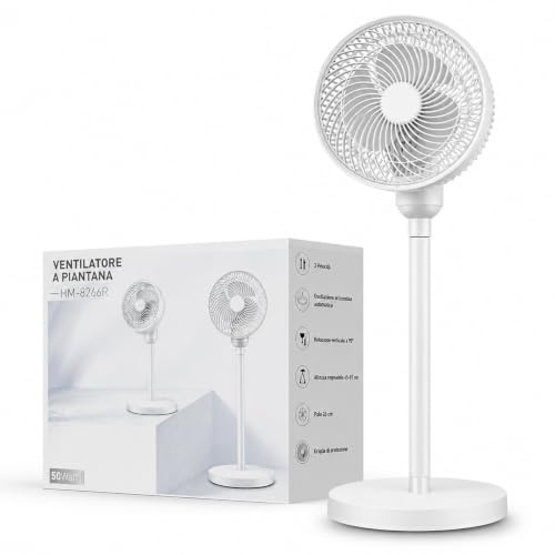 TSJESMIC Ventilatore a Piantana - Oscillante - 50W - 3 Velocità Regolabile