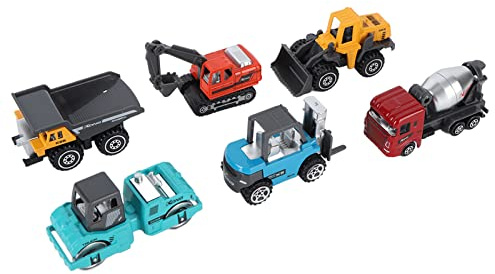 Hidyliu Juego de 6 Mini Vehículos de Construcción de Aleación para Niños, Juguetes Pequeños para Montacargas y Excavadoras, Tiempo de Juego Seguro y Educativo