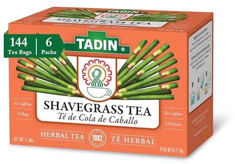 Tadin Shavegrass Herbal Tea, Caffeine Free, 24 Tea Bags Per Box, Pack of 6 Boxes Total
