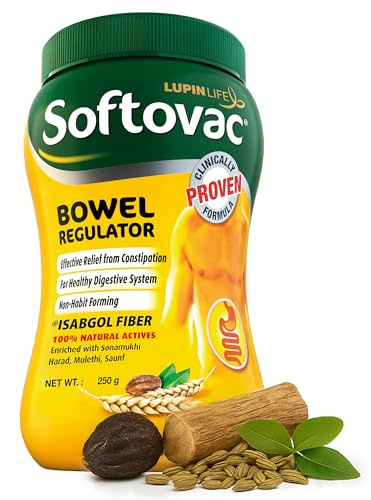 Softovac Régulateur intestinal 250 g – Actifs 100% naturels : formule haute fibre enrichie en sonamukhi, harad, mulethi, saunf, etc.