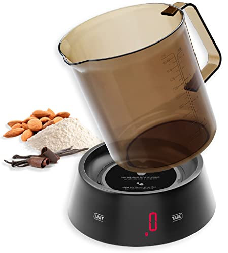 ADE Bilancia da cucina digitale - Pesa Solidi e Liquidi | Brocca di misurazione | 1 Litro - Capacità Massima 3 kg | Tara Automatica | Marrone