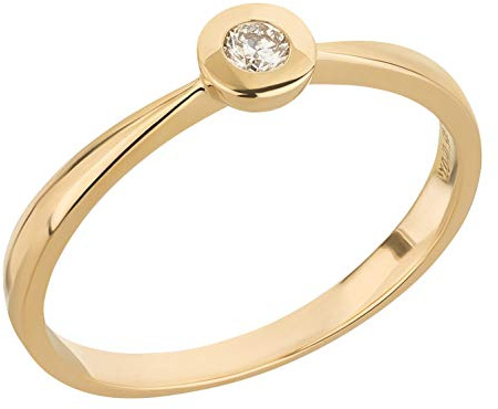 Ardeo Aurum Damenring aus 585 Gold Gelbgold mit 0,07 ct Diamant Brillant Solitär-Ring Zargenfassung Verlobungsring