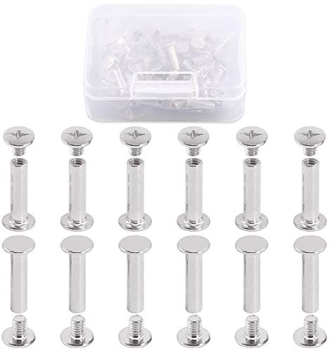 Hilitchi - Kit di viti M5 Chicago per rilegatura, viti, perni a vite, rivetto, bottone Chicago per album fotografici, rilegatura e cinture in pelle M5 x 20 mm, 50 pezzi.