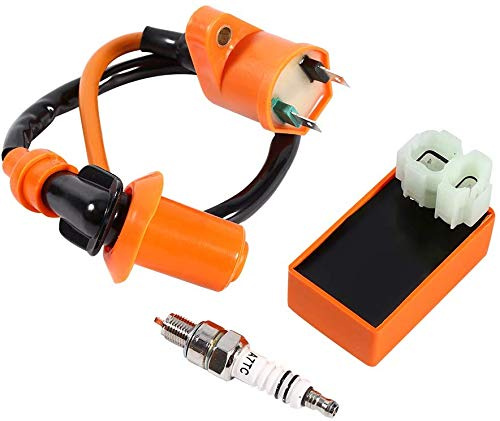 CDI Zündspule Zündkerze, Racing Performance 6 Pin CDI Box + Zündspule + Zündkerze Neue Racing Performance Ignition Racing Coil Racing Für GY6 Motorisierte Motorrad